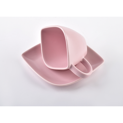Affekdesign Happy roze porseleinen thee set inclusief 2 kop en schotel / melk en suiker set en theepot 5-delig