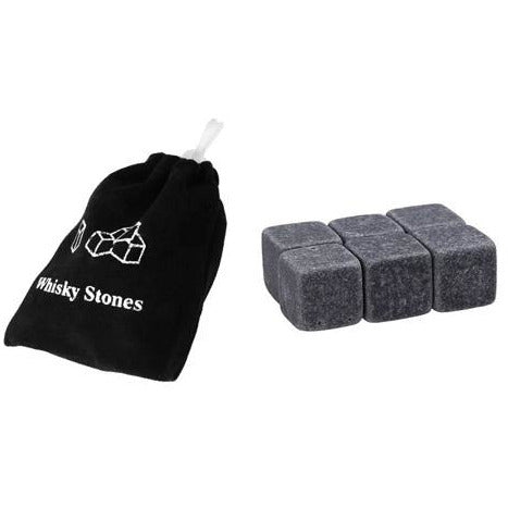 Whisky Stones Set – Herbruikbare IJsblokjes van Natuursteen – 9 Grijze Koelstenen in Luxe Opbergzakje – Voor Whisky, Wijn, Cocktails en Sterke Drank