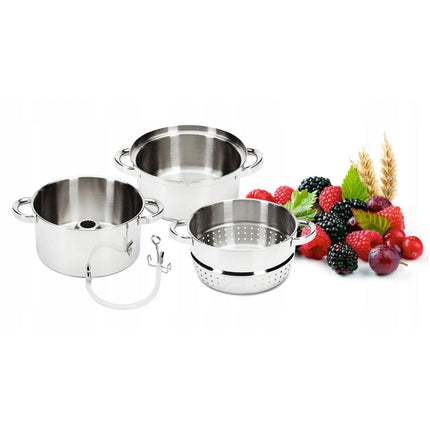 Meyerhoff Sapcentrifuge Pan / Stoompan 6-delig – RVS 8 L – Voor Inductie & Alle Warmtebronnen – Inclusief Aftapslang & Zeef – Ø 26 cm