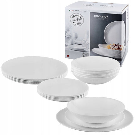 Bormioli Rocco Coconut 18-delige servies set van opaal glas wit