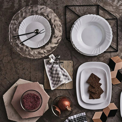 Bormioli Rocco Ebro Serviesset 18-delig – Opaal Glas – Wit – Vaatwasser-, Magnetron- & Vriezerbestendig – Italiaans Design