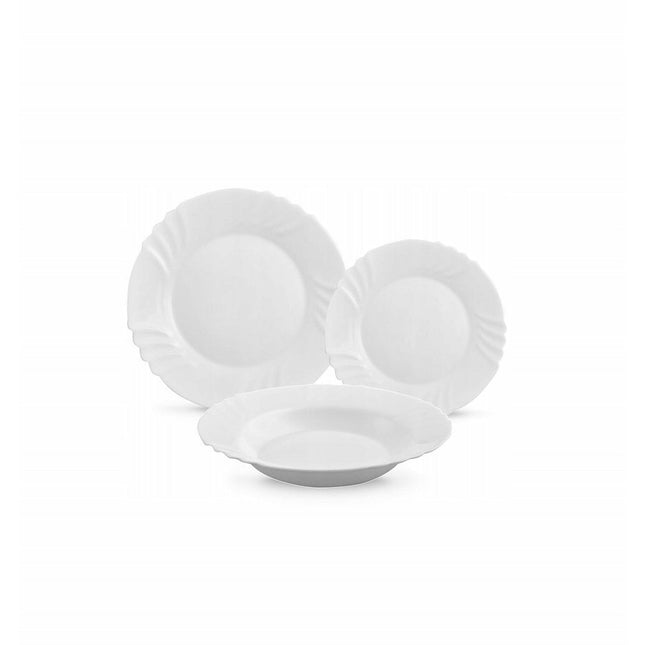 Bormioli Rocco Ebro Serviesset 18-delig – Opaal Glas – Wit – Vaatwasser-, Magnetron- & Vriezerbestendig – Italiaans Design