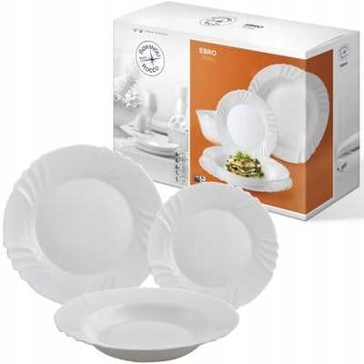 Bormioli Rocco Ebro Serviesset 18-delig – Opaal Glas – Wit – Vaatwasser-, Magnetron- & Vriezerbestendig – Italiaans Design