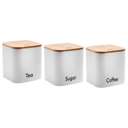 Kinghoff KH-1526 koffie, thee en suiker potten - Voorraadbakken wit