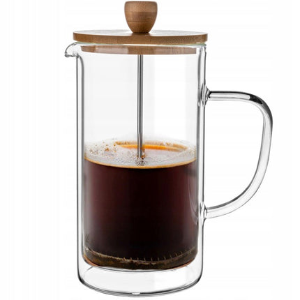 Florina Malachit dubbelwandige french press /cafetiere met 2 glazen set van 3