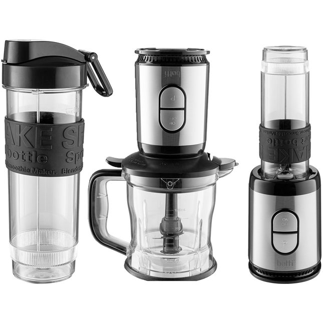Botti Flavio 2-in-1 Blender en Hakmolen – 500W – Smoothie Maker & Hakmachine – Compacte Keukenmachine – Zwart/Zilver