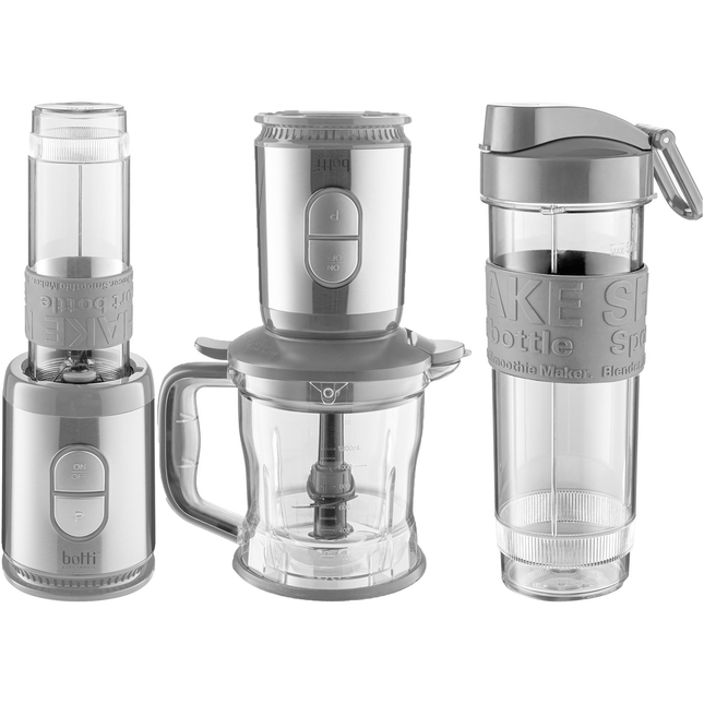 Botti Flavio 2-in-1 Blender en Hakmolen – 500W – Smoothie Maker & Hakmachine – Compacte Keukenmachine – Grijs/Zilver