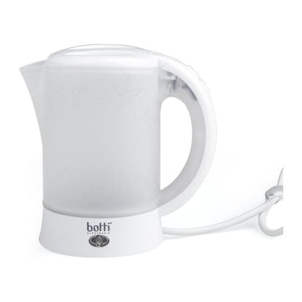 Botti Teo camping waterkoker 0,6 L – 650 W – Wit/doorzichtig – Compact & lichtgewicht – Inclusief bekers en lepeltjes