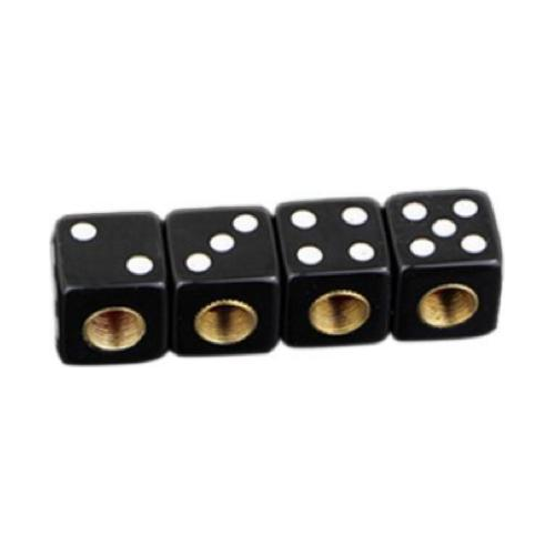 TT-products ventieldoppen Dice Black dobbelstenen 4 stuks zwart