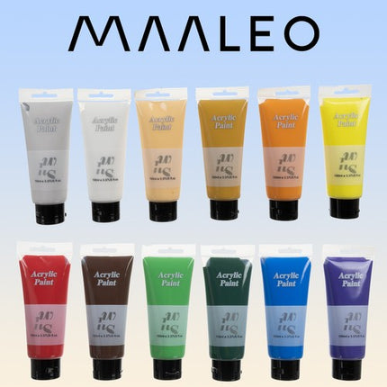 Maaleo 12 kleuren acryl verf 100 ml