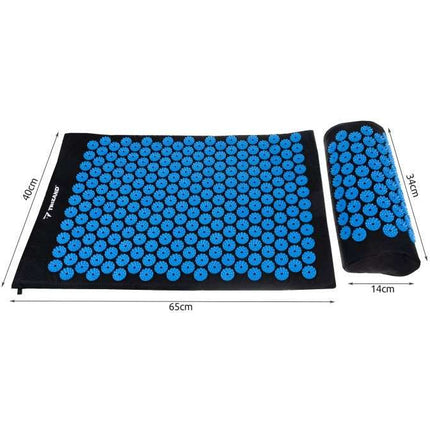 Trizand Acupressuur mat met kussen en massageballen inclusief opbergzak blauw