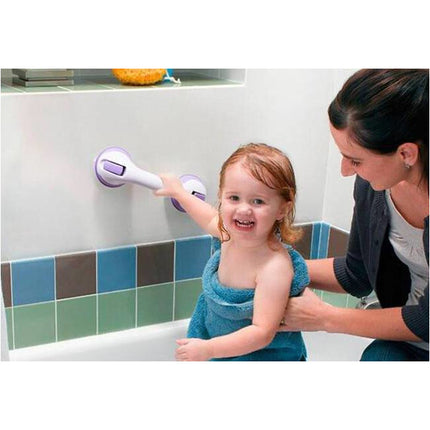 Hulp handvat voor badkamer met sterke zuignappen 30 cm grijs