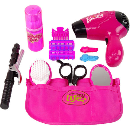 Little barber beauty 13-delige speelgoed kappersset met werkende föhn