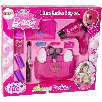 Little barber beauty 13-delige speelgoed kappersset met werkende föhn