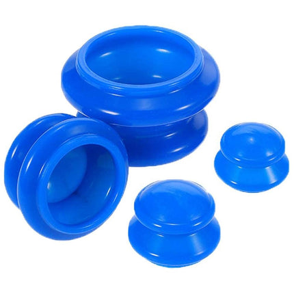 Cupping set van 4 om doorbloeding te stimuleren siliconen blauw