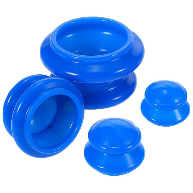 Cupping set van 4 om doorbloeding te stimuleren siliconen blauw