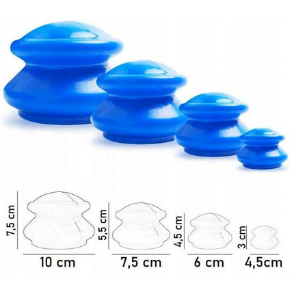 Cupping set van 4 om doorbloeding te stimuleren siliconen blauw