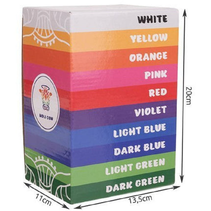 Holi cow 10 x 100 gr gekleurde holi poeder voor festivals en evenementen - Colour run powder
