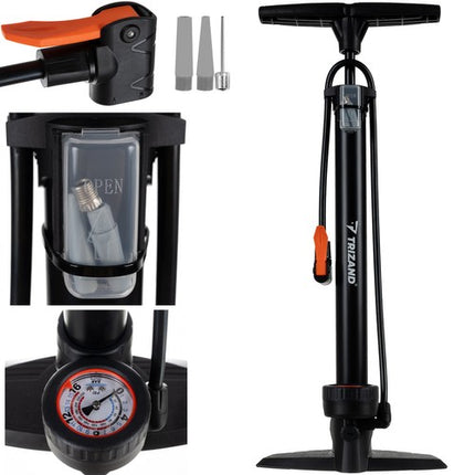 Trizand fietspomp met analoge drukmeter 22 x 13 x 56-92,5 cm zwart