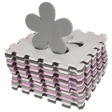 Kruzzel Speelmat Puzzelmat 36-delig XXL EVA Foam met Verwijderbare Elementen – Zwart/Roze Antislip Speelbox Mat voor Peuters - Waterdicht, Veilig & Educatief