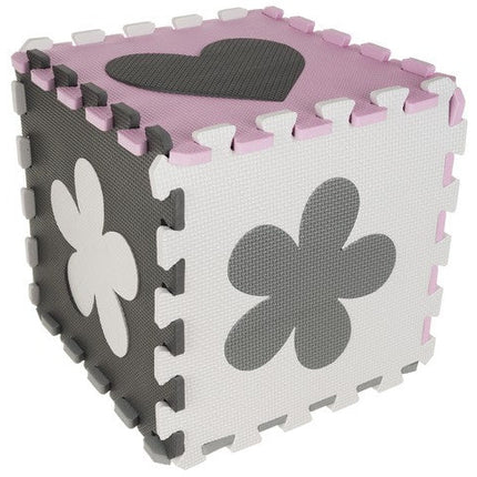 Kruzzel Speelmat Puzzelmat 36-delig XXL EVA Foam met Verwijderbare Elementen – Zwart/Roze Antislip Speelbox Mat voor Peuters - Waterdicht, Veilig & Educatief