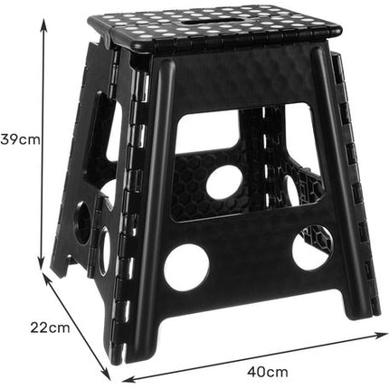 Inklapbaar krukje met antislip 39 cm zwart