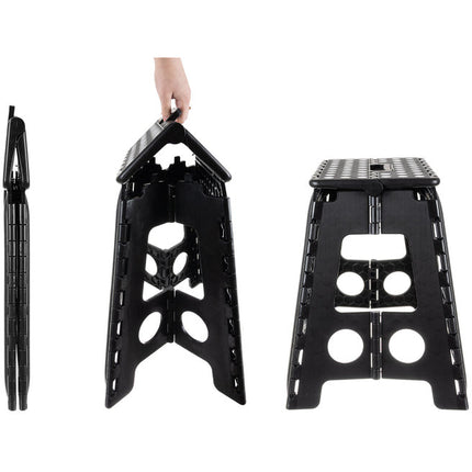 Inklapbaar krukje met antislip 39 cm zwart