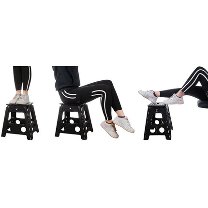 Inklapbaar krukje met antislip 39 cm zwart
