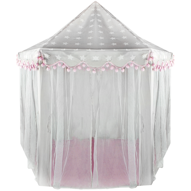 Kruzzel speeltent Princess 140 x 70 x 70 cm  wit /grijs - kinder tent tipi voor binnen en buiten huis