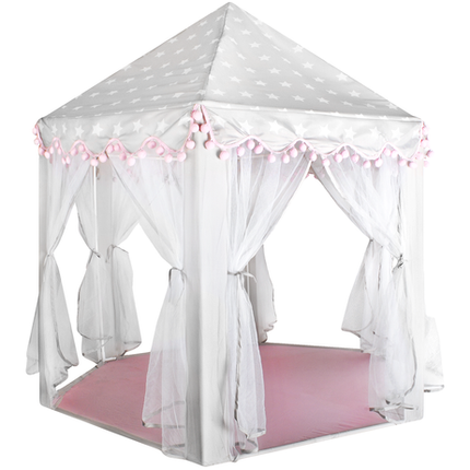 Kruzzel speeltent Princess 140 x 70 x 70 cm  wit /grijs - kinder tent tipi voor binnen en buiten huis