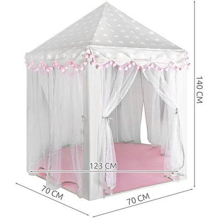 Kruzzel speeltent Princess 140 x 70 x 70 cm  wit /grijs - kinder tent tipi voor binnen en buiten huis