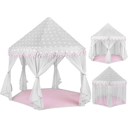 Kruzzel speeltent Princess 140 x 70 x 70 cm  wit /grijs - kinder tent tipi voor binnen en buiten huis