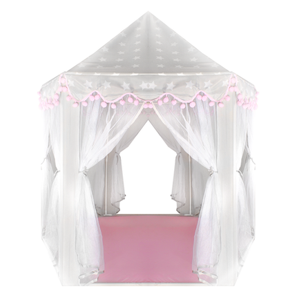 Kruzzel speeltent Princess 140 x 70 x 70 cm  wit /grijs - kinder tent tipi voor binnen en buiten huis