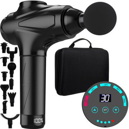 Malatec Massagepistool - Inclusief Koffer - 10 Accessoires - 30 Snelheden - Zwart