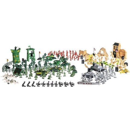XXL Leger speelset 300 stuks incl tanks, vliegtuigen en gebouwen - Soldaten speelgoed - Soldaat set