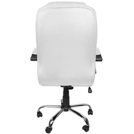 Malatec ergonomische bureaustoel gemaakt van wit eco-leer verrijdbaar en in hoogte verstelbaar