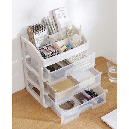 Soulima Cosmetica Organizer XL Deluxe - Make up Opbergbox - Wit met 3 Laden en 6 opbergvakken