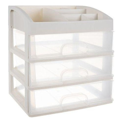 Soulima Cosmetica Organizer XL Deluxe - Make up Opbergbox - Wit met 3 Laden en 6 opbergvakken