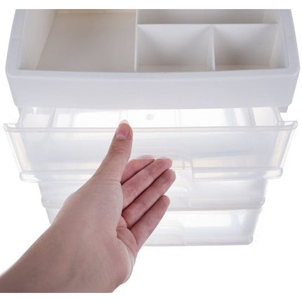 Soulima Cosmetica Organizer XL Deluxe - Make up Opbergbox - Wit met 3 Laden en 6 opbergvakken