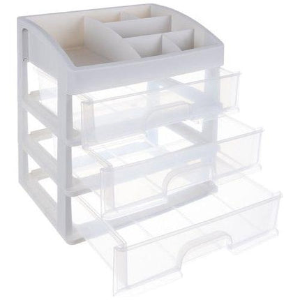 Soulima Cosmetica Organizer XL Deluxe - Make up Opbergbox - Wit met 3 Laden en 6 opbergvakken