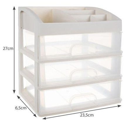 Soulima Cosmetica Organizer XL Deluxe - Make up Opbergbox - Wit met 3 Laden en 6 opbergvakken