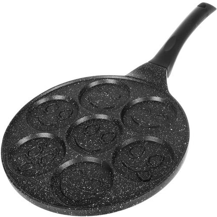 Koekenpan voor het bakken van 7 emoji pancakes 26 cm zwart