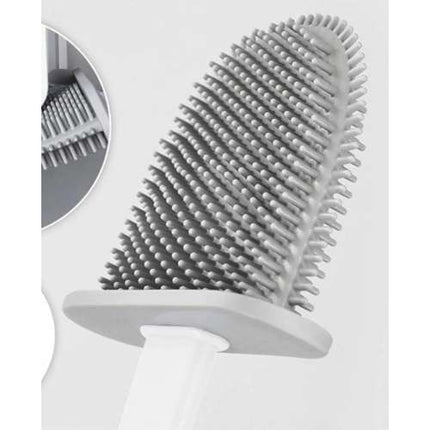 Ruhhy siliconen WC borstel wit / grijs toiletborstel met houder + gratis ophang sticker