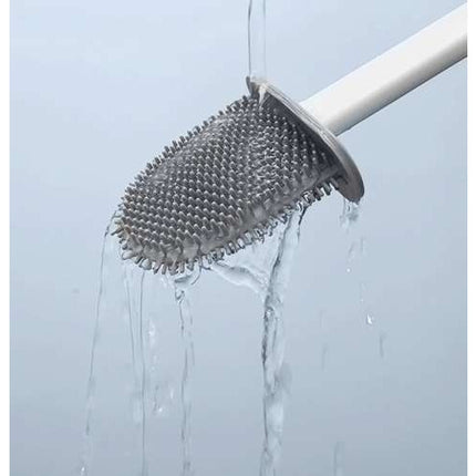 Ruhhy siliconen WC borstel wit / grijs toiletborstel met houder + gratis ophang sticker