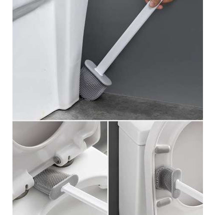 Ruhhy siliconen WC borstel wit / grijs toiletborstel met houder + gratis ophang sticker