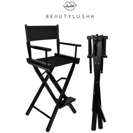 Beautylushh professionele houten hoge make-up / regisseurs stoel verstelbaar 116 cm zwart
