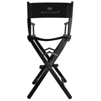 Beautylushh professionele houten hoge make-up / regisseurs stoel verstelbaar 116 cm zwart