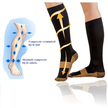 Premium medic compressiekousen tegen vermoeide benen - Sportsokken - Compressie sokken - Maat 41-45 L/XL