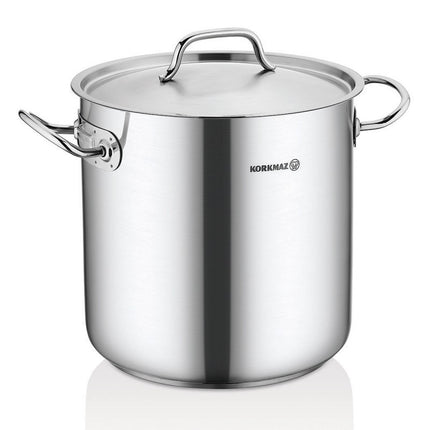 Korkmaz Gastro Proline RVS Soeppan XXL 42.5L – Grote Kookpan Ø40 cm – Voor Inductie, Gas, Keramisch – Met Deksel en Maatverdeling