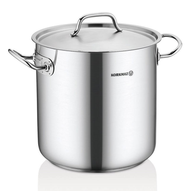Korkmaz Gastro Proline RVS Soeppan XXL 42.5L – Grote Kookpan Ø40 cm – Voor Inductie, Gas, Keramisch – Met Deksel en Maatverdeling